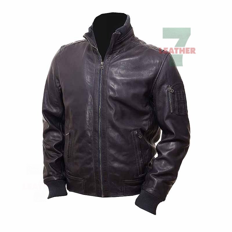 4652 Genuine Leather Motorbiker Style Jacket - Leather Seven