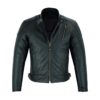 Front View image of Armoured Black Leather Jacket