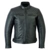 Black leather biker jacket for men with classic biker design