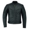 Image of Mens Black Armoured Leather Jacket showcasing classic black design with integrated CE-approved armor and premium leather construction