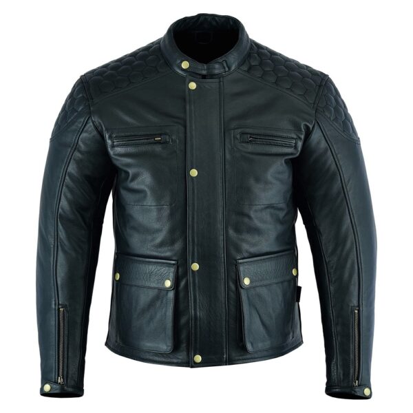 Black Snap Button Leather Jacket