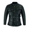 Front view image of Black Snap-Button Suede Leather Jacket from Leather Seven