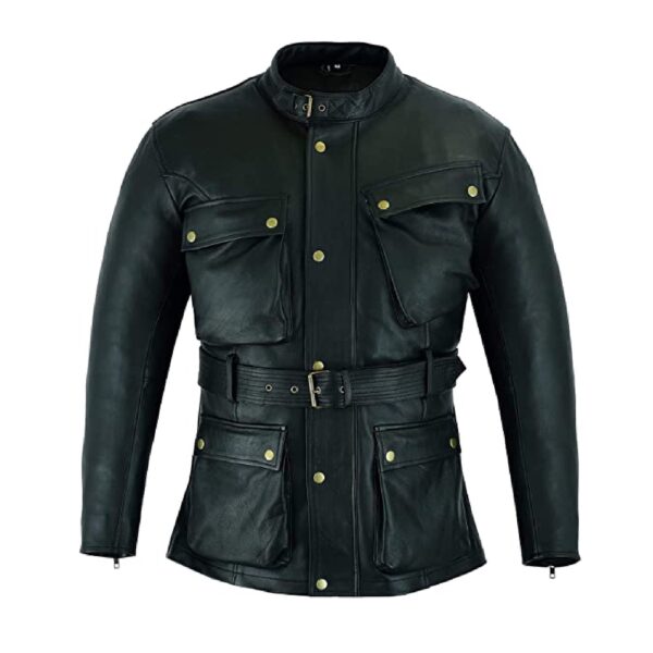 Black Snap-Button Suede Leather Jacket