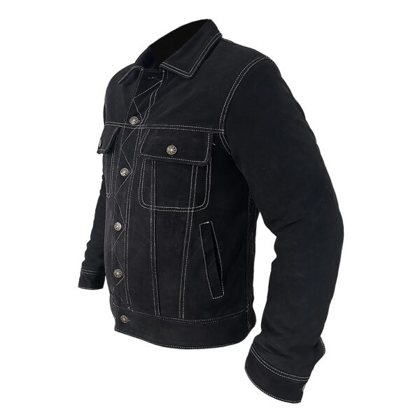 Black Shirt Suede Leather Jacket - Image 3