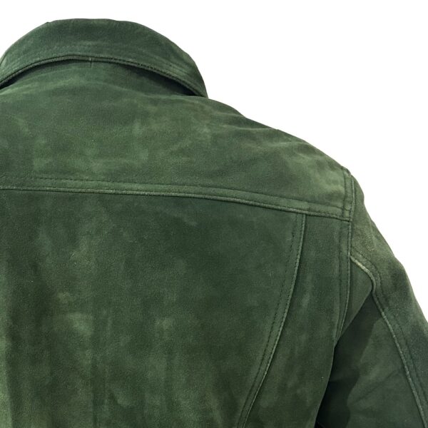 Green Trucker Suede Leather Jacket - Image 5