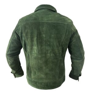 Alternative view of Green Trucker Suede Leather Jacket