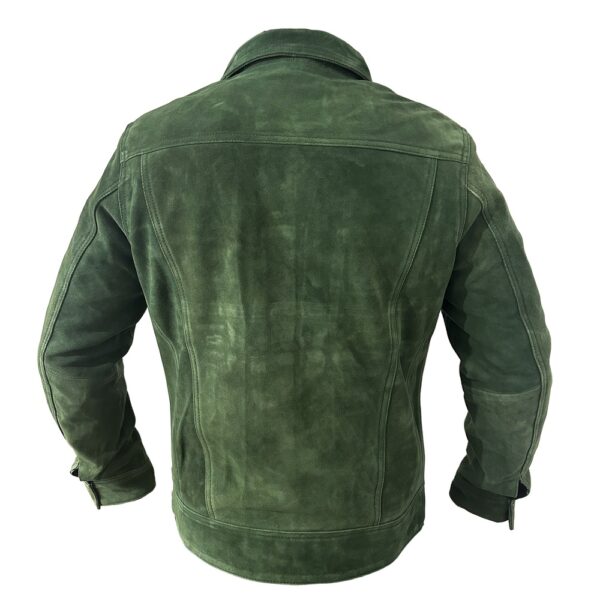 Green Trucker Suede Leather Jacket - Image 2