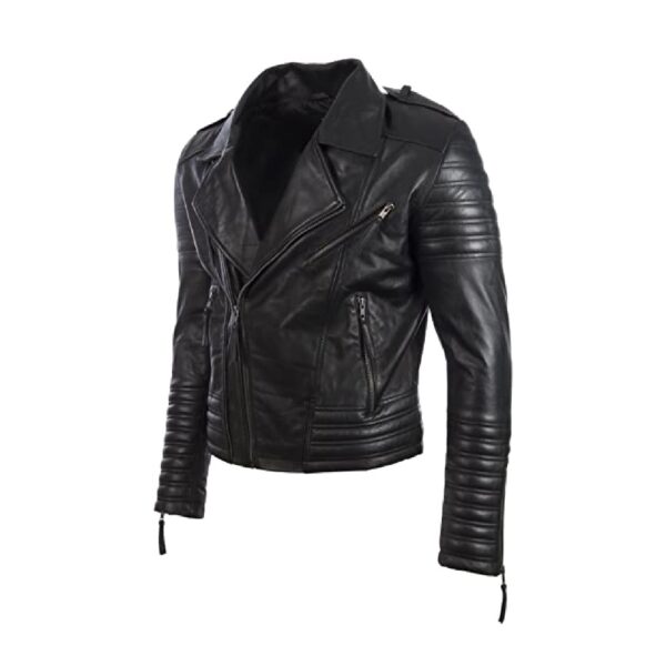 4621 Black Hand-Crafted Leather Jacket - Image 4