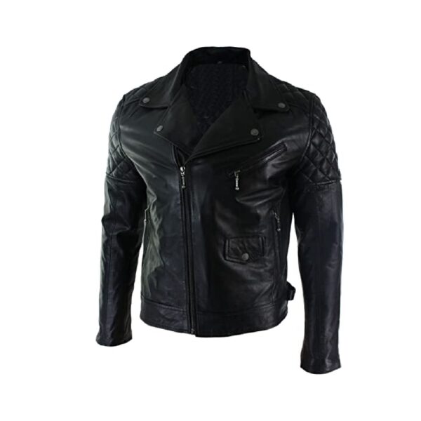 Black Bomber Leather Jacket - Image 5