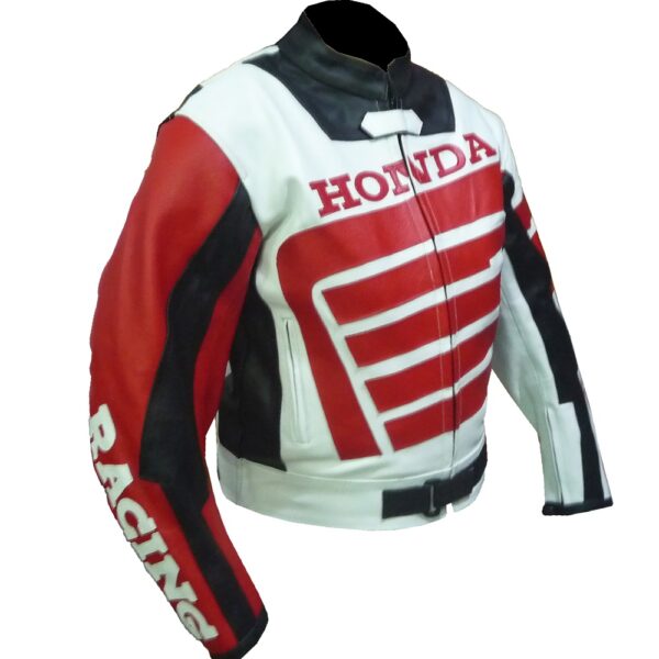 Honda Red & White Genuine Leather Jacket - Image 4