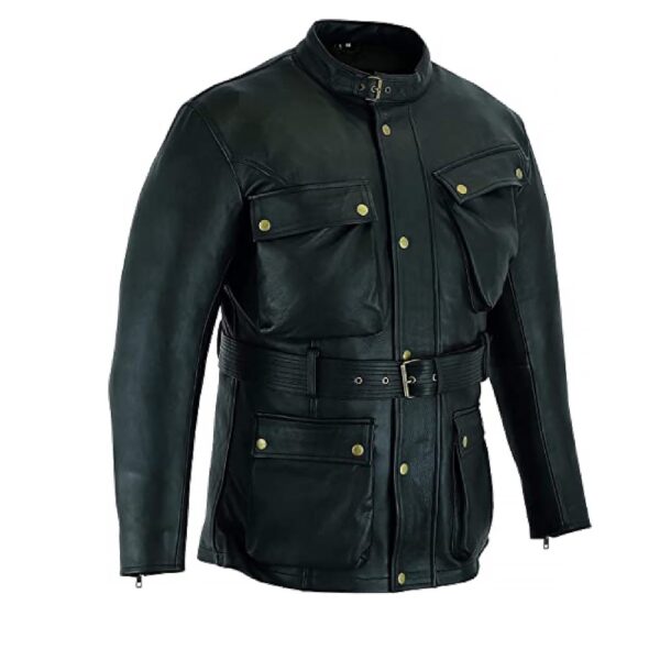Black Snap-Button Suede Leather Jacket - Image 3