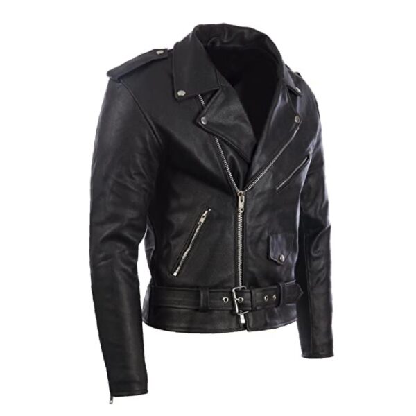 Black Bomber Leather Jacket - Image 3