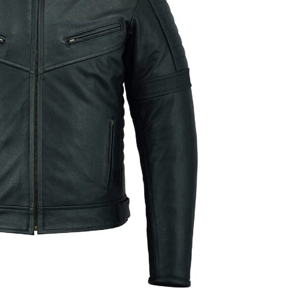 Armoured Black Leather Jacket - Image 4