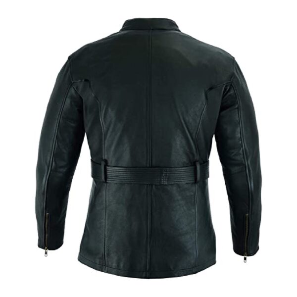 Black Snap-Button Suede Leather Jacket - Image 2