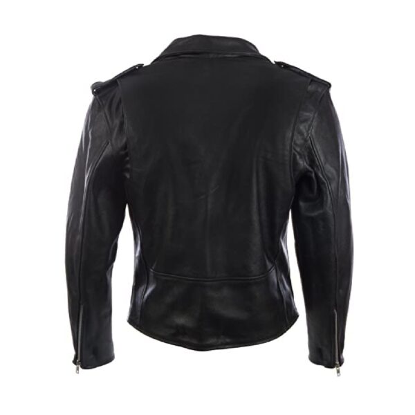 Black Bomber Leather Jacket - Image 2