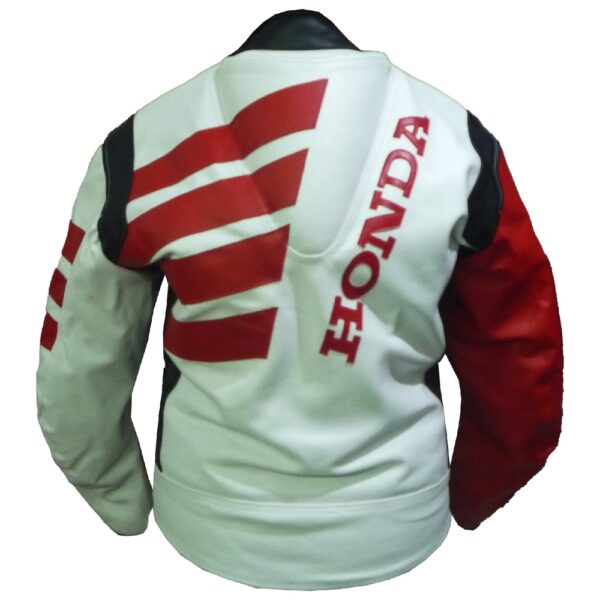 Honda Red & White Genuine Leather Jacket - Image 2