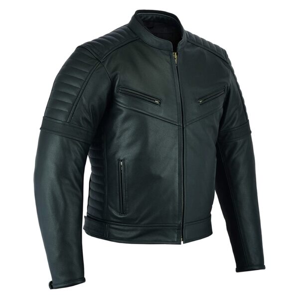 Armoured Black Leather Jacket - Image 3