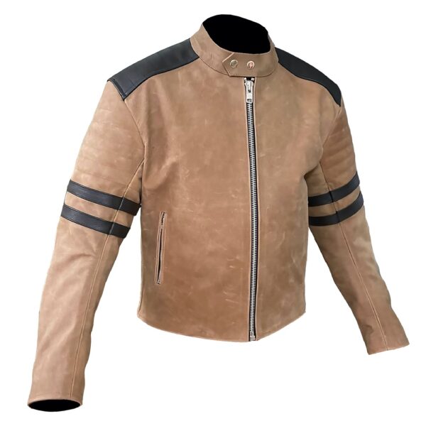 Armoured Brown Leather Jacket - Image 3