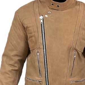 Close view of Brown Cracked Leather Jacket