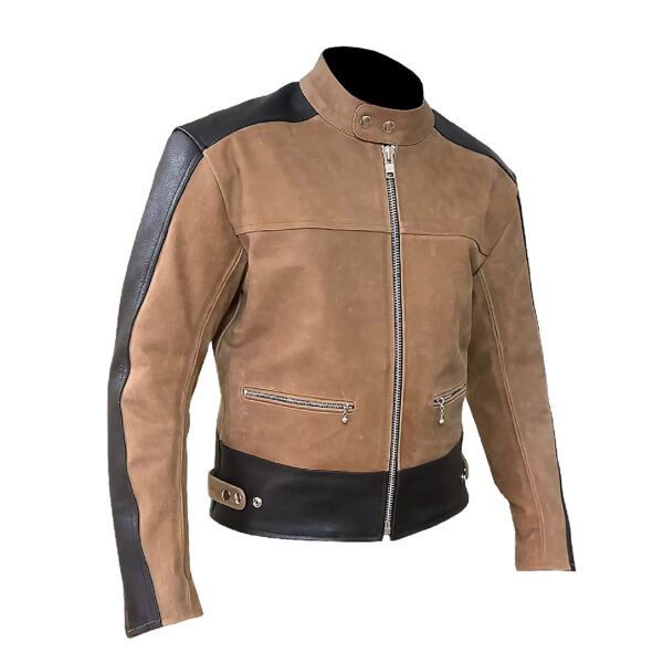 4014 Black Brown Leather Jacket - Image 4