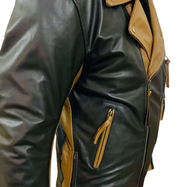 Suede Black & Brown Leather Jacket - Image 4