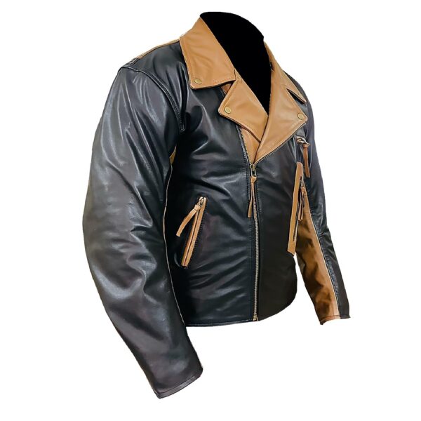 Suede Black & Brown Leather Jacket - Image 3