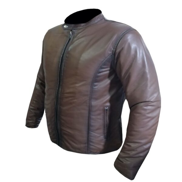 Brown Waxed Leather Jacket - Image 3