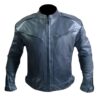 Image of Black Leather Racing Jacket featuring sleek racing design with aerodynamic styling and premium protective armor construction