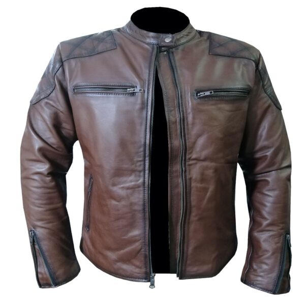 4578 Brown Bomber Leather Jacket - Image 5