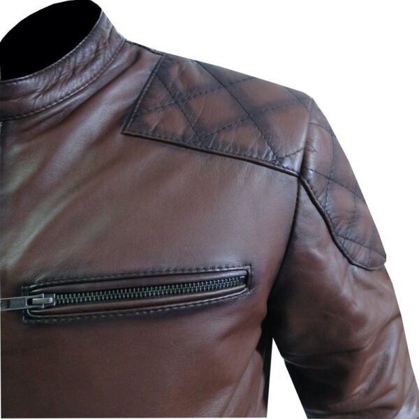 4578 Brown Bomber Leather Jacket - Image 6