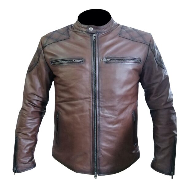 4578 Brown Bomber Leather Jacket
