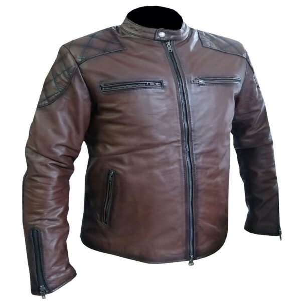 4578 Brown Bomber Leather Jacket - Image 4