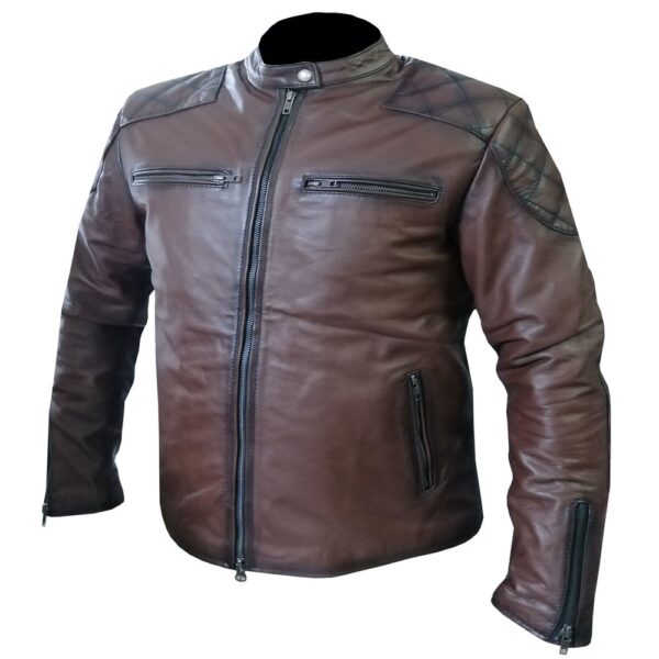 4578 Brown Bomber Leather Jacket - Image 3