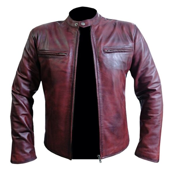 4579 Maroon Leather Jacket - Image 5