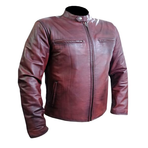 4579 Maroon Leather Jacket - Image 4