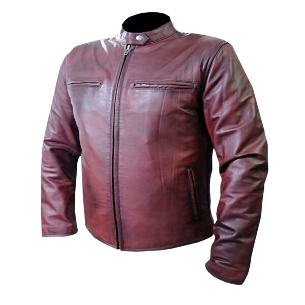 4579 Maroon Leather Jacket - Image 3