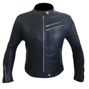 Image of Black Bomber Racing Leather Jacket showcasing classic bomber silhouette with racing-inspired features and premium protective construction