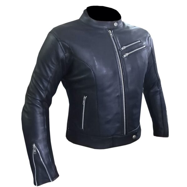 Black Bomber Leather Jacket - Image 5