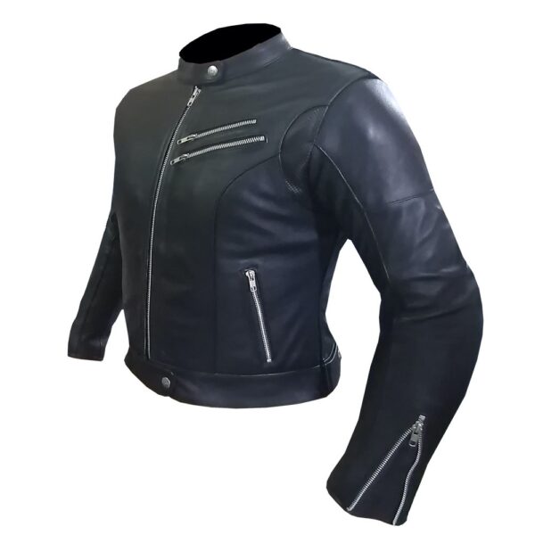 Black Bomber Leather Jacket - Image 4