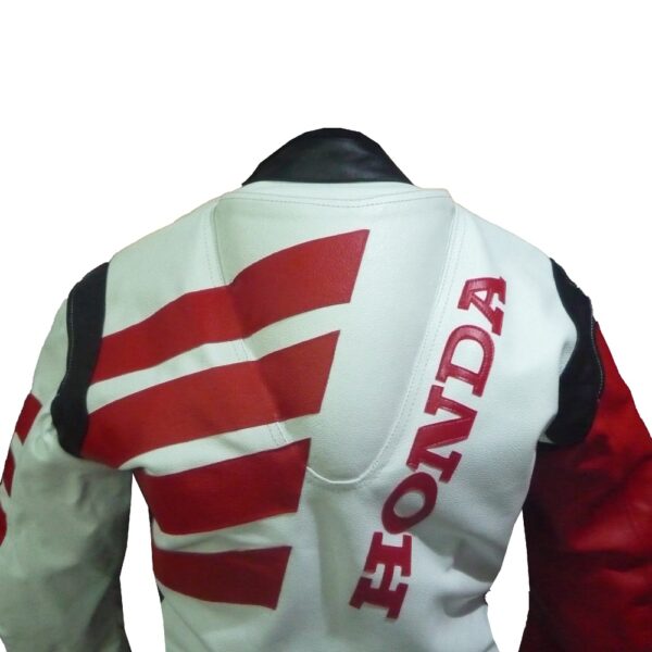 Honda Red & White Genuine Leather Jacket - Image 5
