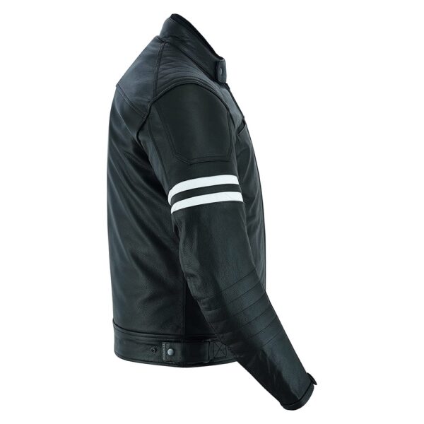 Black Leather Jacket With White Stripes - Image 3