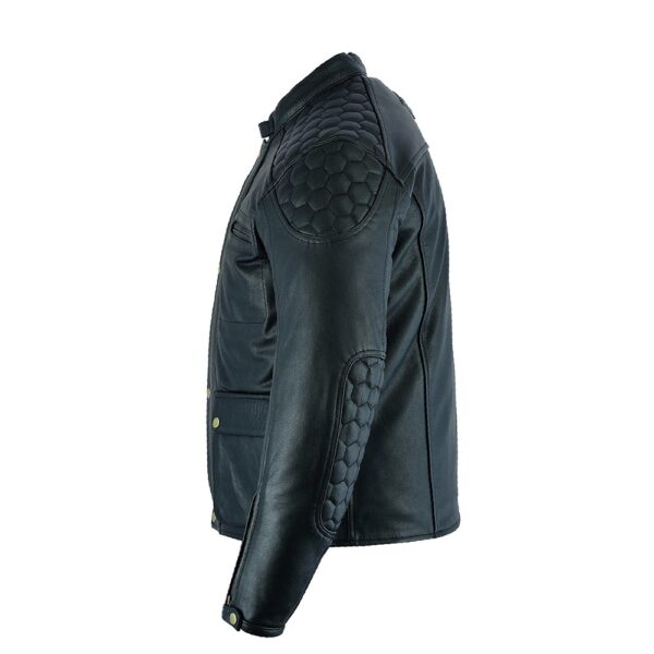 Black Snap Button Leather Jacket - Image 3