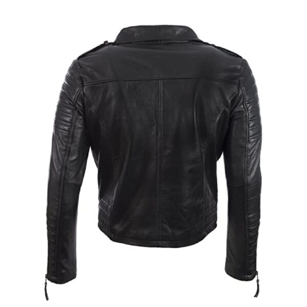 4621 Black Hand-Crafted Leather Jacket - Image 2