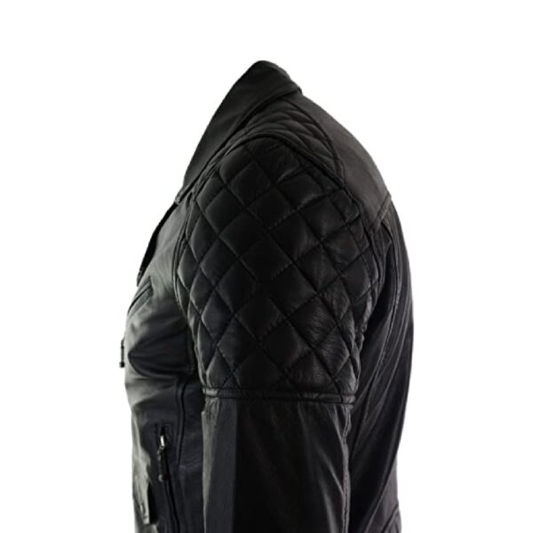 Black Bomber Leather Jacket - Image 3