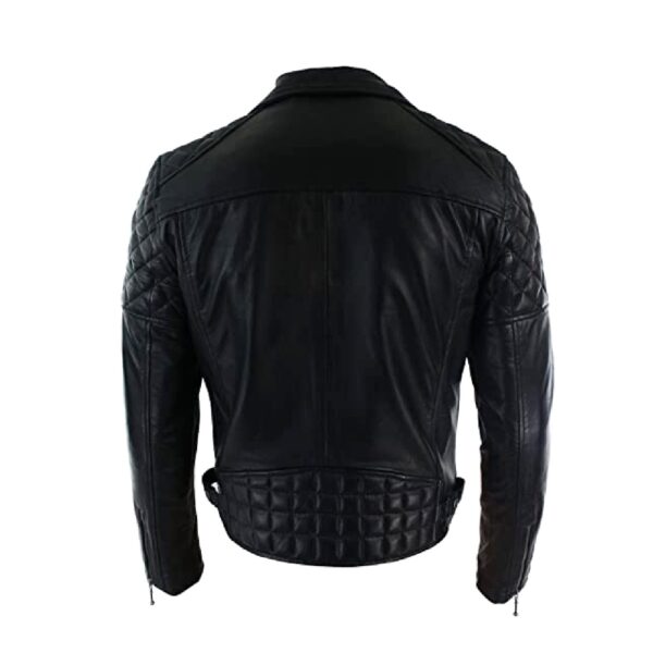 Black Bomber Leather Jacket - Image 2