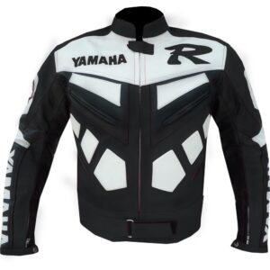Yamaha Black & White Padded Leather Jacket