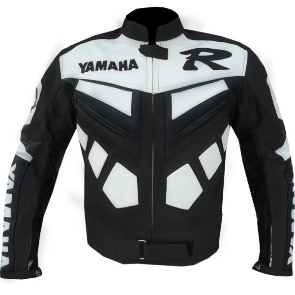 Yamaha Black & White Padded Leather Jacket