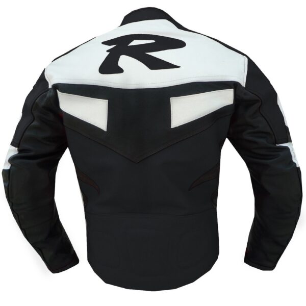 Yamaha Black & White Padded Leather Jacket - Image 2