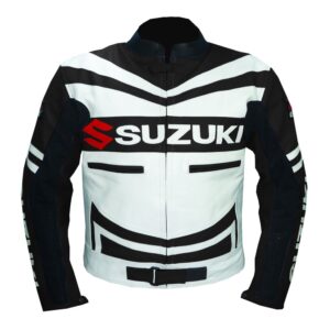 Suzuki Majestic Black & White Leather Jacket