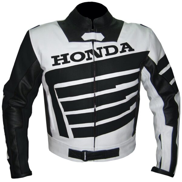 Honda Black & White Genuine Leather Jacket